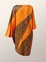 Leopard Loosen Daliy Long Sleeve Midi Dress