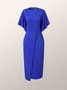 Frill Sleeve Plain Elegant Midi Dress