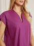 Women Vacation Plain Summer V neck Mid-weight No Elasticity Daily Short sleeve Off Shoulder Sleeve Blouse