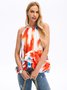 Women Vacation Summer Gradient Pattern Crew Neck No Elasticity Polyester fibre Sleeveless Loose A-Line Blouse