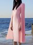 Pleated Cape Sleeve Bodycon Elegant Midi Dress