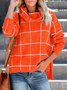 Cowl Neck Checkered Printed Casual Sweater