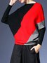 Color-block Knitted Batwing Casual Sweater
