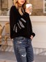 Women Crew Neck Fringed Tribal Casual Sweater