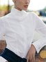 Women Cotton-Blend Long Sleeve Shift Top