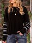 Women Crew Neck Fringed Tribal Casual Sweater