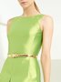 Slit Solid A-line Elegant Midi Dress (no belt)