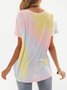 Yellow Casual Ombre/tie-Dye T-Shirt