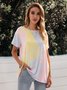 Yellow Casual Ombre/tie-Dye T-Shirt