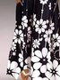 Black Sleeveless Cotton-Blend Floral-Print Dresses