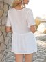 White Short Sleeve Casual Shift Tops