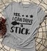 Vintage Yes i Can Drive A Stick Letter Printed Short Sleeve Crew Neck Casual Tops