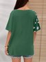 Green Casual Linen Printed Shift Shirts & Tops