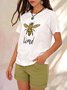 White Casual Short Sleeve Shift Bee Top
