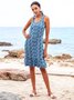 Blue Mermaid Beach Midi Dress