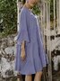 Blue 3/4 Sleeve Cotton-Blend Boho Weaving Dress