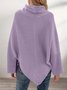 Purple Acrylic Plain Long Sleeve Casual Sweater