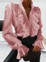 Ruffled Long Sleeve Sweet Top Women's Elegant Blouses