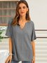 Black-Grey Cotton-Blend Casual Tops