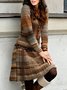 Brown Casual Vintage Ombre/Tie-Dye Long Sleeve A-Line Dress