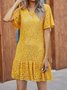 Yellow Boho Plain Casual Dress