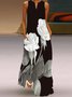 V Neck Maxi Dresses A-Line Floral Swing Dress