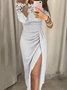 Party Skinny Off The Shoulder Long Sleeve Knit Midi Dress