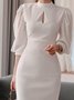 Elegant Plain Half Sleeve Midi Dress