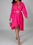 A-Line Long Sleeve Solid Party Midi Dress