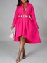 A-Line Long Sleeve Solid Party Midi Dress