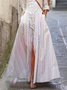 Cotton Crew Neck 3/4 Sleeve Elegant Dress