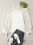 Vintage Shift Long Sleeve Stand Collar Blouse