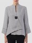 Stripes 3/4 Sleeve Daily Top