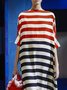 Stripes Half Sleeve Casual Maxi Dress