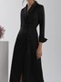 Elegant Long Sleeve Plain Midi Dress