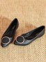 Shallow Toe Flat Shoes With Golden Metal Round Buckle