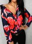 Floral Long Sleeve Holiday Buttoned Shirt