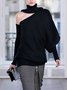 Lady Solid High Neck Loosen Sweater
