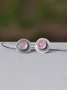 Retro Simple Round Moonstone Earrings