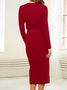 Fall Long sleeve V Neck Plain Elegant Date Daily Dresses