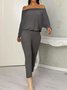 Casual Daily Solid Suits Top With Pants