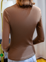 Spring Long sleeve Elegant Plain Stand Collar Daily High Stretch Tops