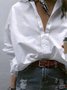 Casual Shirt Collar Long Sleeve Plain Top