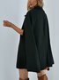Flat Collar Solid Regular Fit Cape-like Outerwear