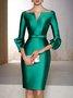Elegant  Formal  Solid V  Neck Slim Fit Dress