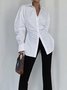 White Daily Shirt Collar Plain Simple Long sleeve Blouse