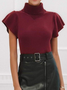 Autumn Short sleeve H-Line High Elasticity Plain Tight Daily Sweater