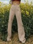 Khaki Daily Long Regular Fit Fashion Pants