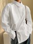 Simple Daily Plain Long sleeve Asymmetrical Blouse