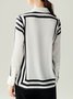 Daily Work Shirt Collar Long sleeve Striped  Blouse